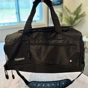 YoungLA Black Gym Duffle Bag – Multi Pocket Workout / Travel Bag / 740 ELITE